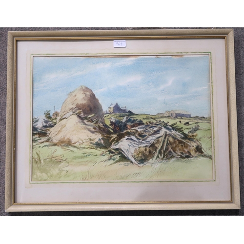 949 - SEVEN VARIOUS PAINTINGS comprising; watercolours and oils, mostly landscape (7)