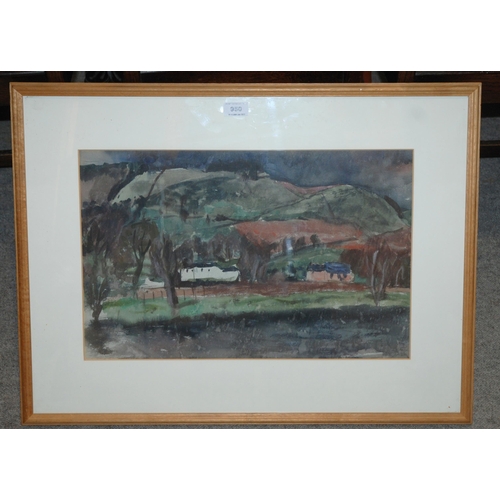 950 - WILLIAM WILSON Hill farm, watercolour, 34 x 53cm Provenance The Artists Studio Sale