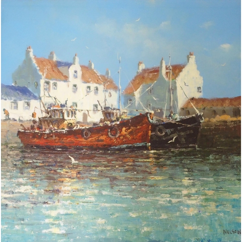 961 - ALLAN NELSON, After The Catch, signed oil on canvas, 50 x 50cm