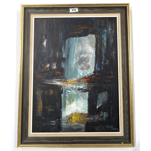 976 - RALPH COWAN (SCOTTISH 1917-1977) SEA CAVE Oil on board, signed lower right, 49 x 36cm