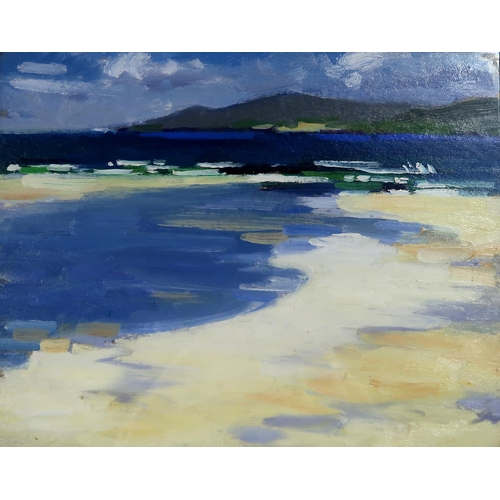 979 - ANNE DONALD (SCOTTISH b.1941) LUSKENTYRE, HARRIS Oil on board, inscribed and titled verso, 39 x 49c... 