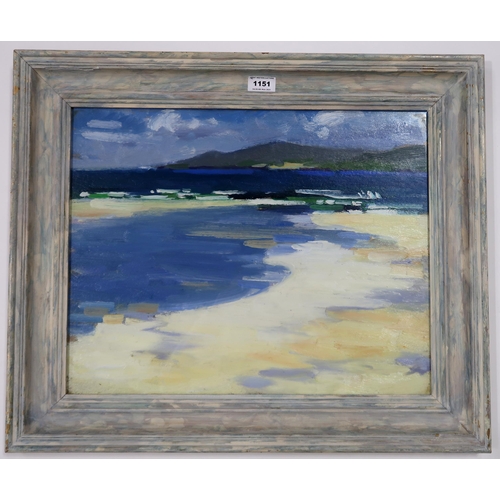 979 - ANNE DONALD (SCOTTISH b.1941) LUSKENTYRE, HARRIS Oil on board, inscribed and titled verso, 39 x 49c... 