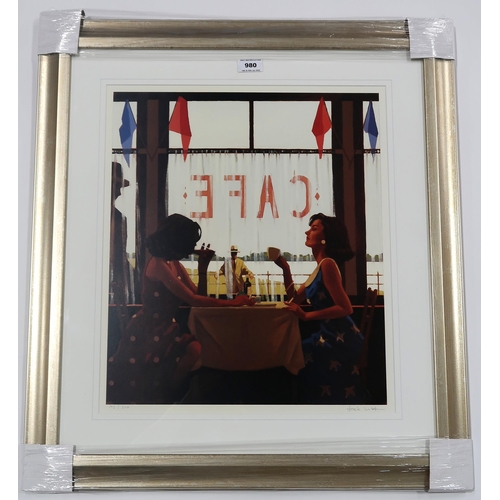 980 - JACK VETTRIANO (SCOTTISH CONTEMPORARY b. 1951) CAFE DAYS Print multiple, signed lower right and edi... 