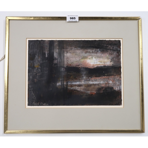 985 - RALPH COWAN (SCOTTISH 1917-1977) TOWARDS EVENING Oil on paper, signed lower left, title inscribed ve... 