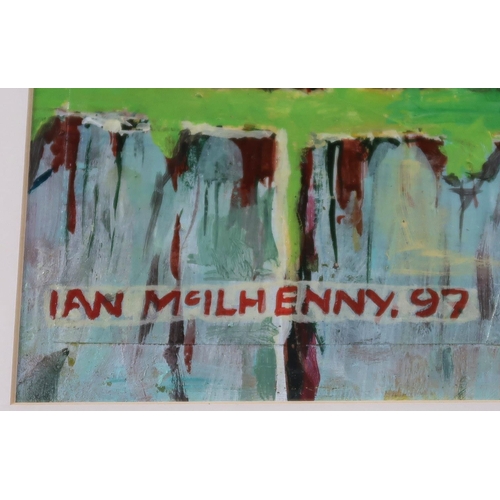 986 - IAN MCILHENNY (SCOTTISH CONTEMPORARY) BURNS SUPPER GLASGOW ART CLUB Mixed media on board, signed lo... 