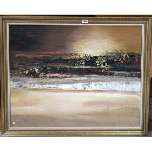 988 - RALPH COWAN (SCOTTISH 1917-1977) NORTHERN LANDSCAPE Oil on board, signed lower left and dated (1975... 