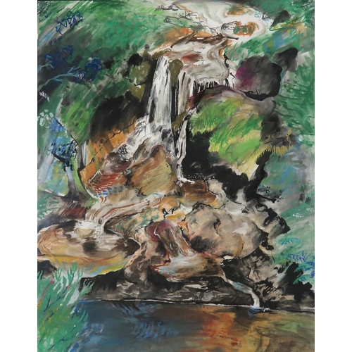 989 - DAVID PROSSER (SCOTTISH CONTEMPORARY) WATERFALL 1 Mixed media, signed lower right, 76 x 61cm Roger ... 