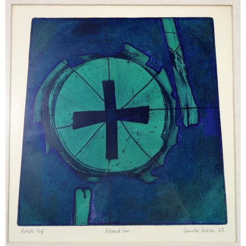 994 - JENNIFER DICKSON (SOUTH AFRICAN/BRITISH b.1936) VIBRANT SUN Etching in colour, signed lower right a... 