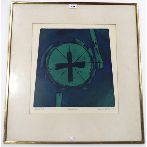 994 - JENNIFER DICKSON (SOUTH AFRICAN/BRITISH b.1936) VIBRANT SUN Etching in colour, signed lower right a... 