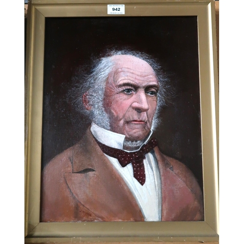 942 - J MACNAB Portrait of William Ewart Gladstone FRS, FSS, signed, oil on canvas, dated, 1908, 45 x 35cm