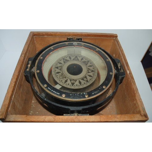 423 - A Henry Hughes and Sons Ltd cased compass, No.12676, 30cm wide