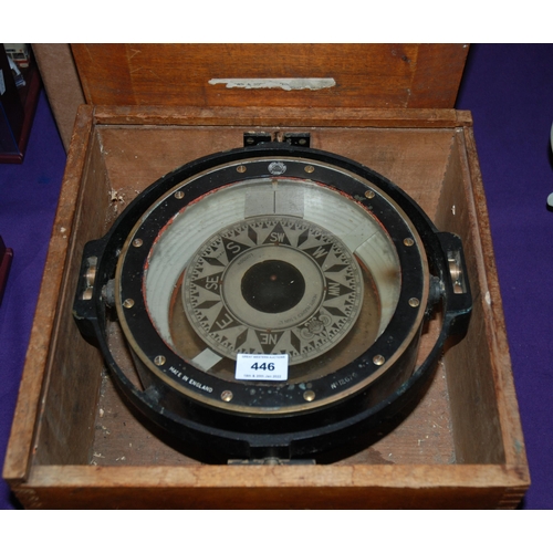 423 - A Henry Hughes and Sons Ltd cased compass, No.12676, 30cm wide