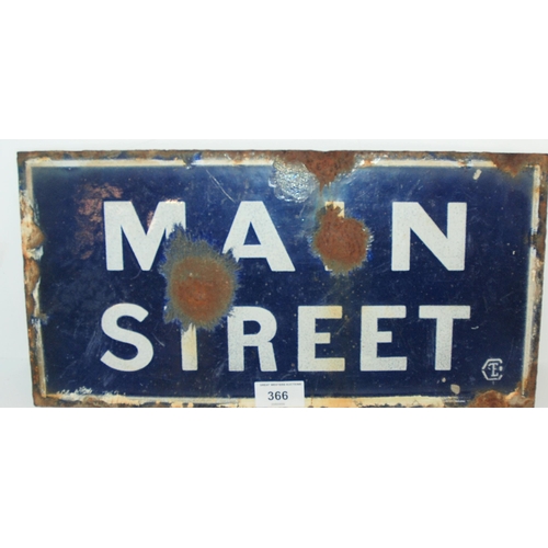 366 - An enamel Main Street, street sign, 20 x 40cm (af)