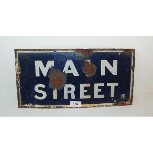 366 - An enamel Main Street, street sign, 20 x 40cm (af)