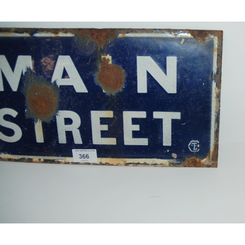 366 - An enamel Main Street, street sign, 20 x 40cm (af)