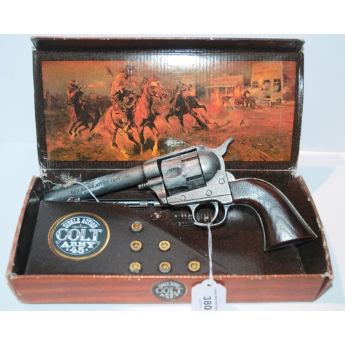 380 - A single action Colt Army 45 replica in box and a small pellet gun