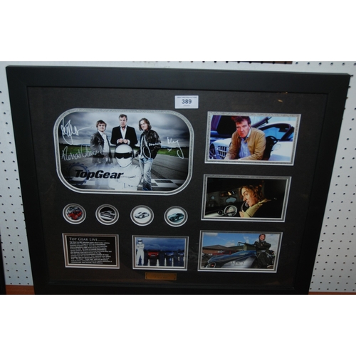 389 - A limited edition Top Gear display, No.179 of 499, in common mount, with facsimile signatures, frame... 