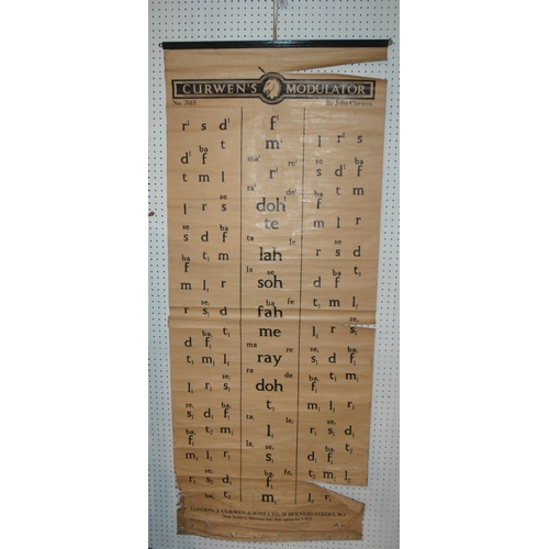 396 - A Curwens modulator wall chart, No.7015, 160 x 64cm, tears, creases (af)