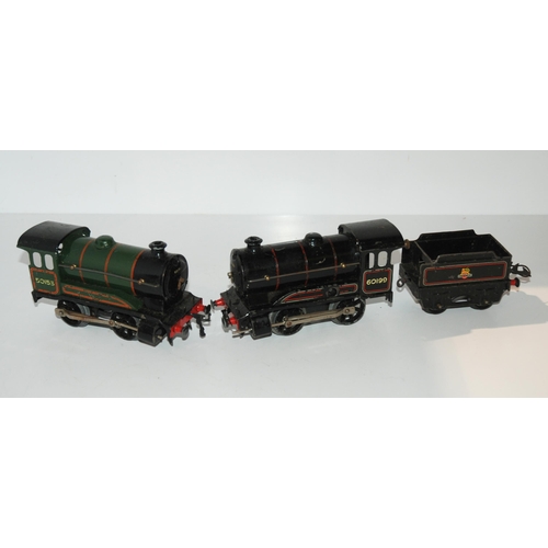 422 - Two Hornby tin plate locomotives, wagons and accessories