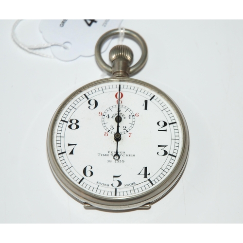 426 - A white-metal Venner Time Switches Ltd, No. 1559, the case decorated with initials, no glass