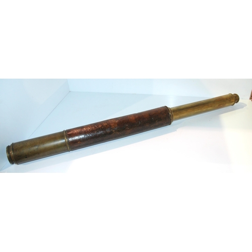 432 - A brass and leather telescope