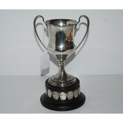 729 - A silver trophy cup, Birmingham 1932, inscribed 