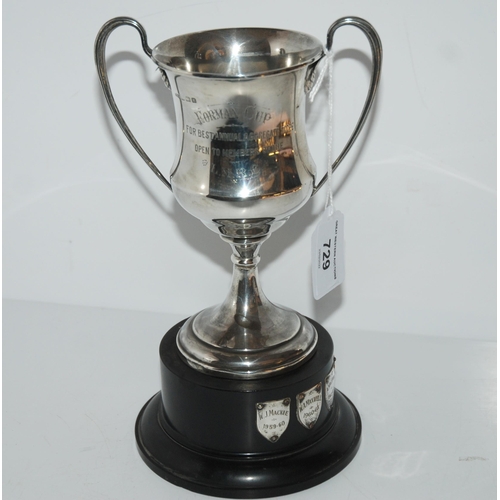 729 - A silver trophy cup, Birmingham 1932, inscribed 