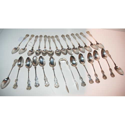 744 - A set of twelve silver teaspoons, Glasgow 1854, a set of six, Glasgow, 1855, a set of six Glasgow 18... 