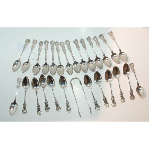 744 - A set of twelve silver teaspoons, Glasgow 1854, a set of six, Glasgow, 1855, a set of six Glasgow 18... 