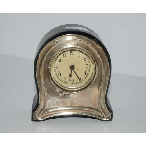 766 - A silver-mounted desk clock, Birmingham 1939, 10cm high