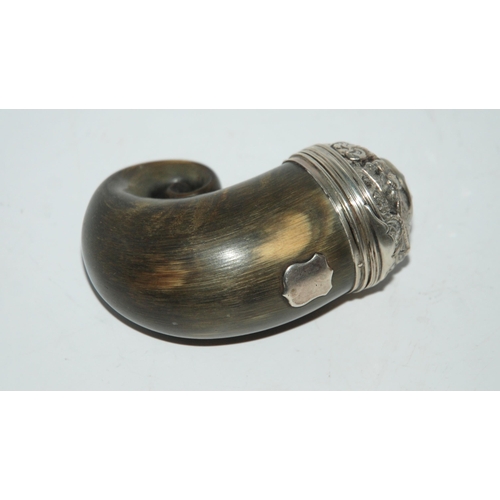 779 - A silver and citrine mounted ram's horn snuff mull, 8cm long