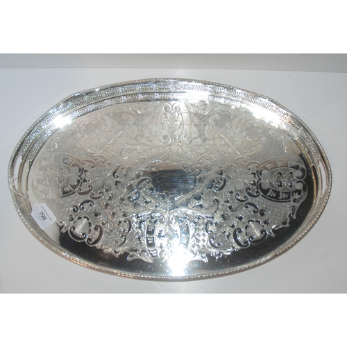 790 - An oval silver-plated gallery service tray, 55cm wide