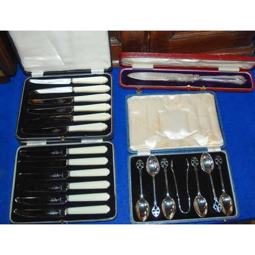 801 - A tray lot of cased EP cutlery