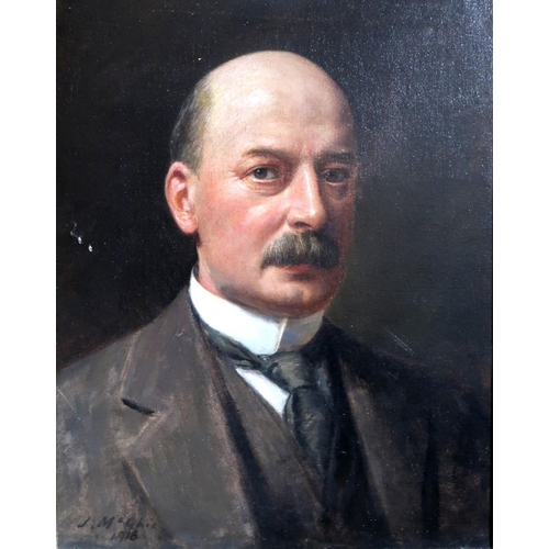 832 - J MCGHIE Portrait of William Muirhead, signed, oil on canvas, dated, 1916, 51 x 41cm... 