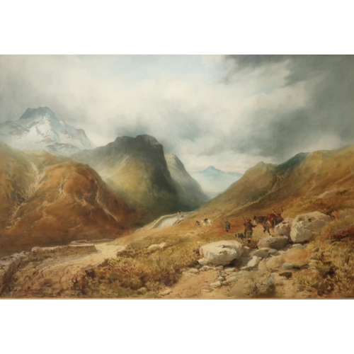 837 - EDWARD MATTHEWS The Three Sisters, Pass of Glencoe, signed, watercolour, dated, 1886, 43 x 63cm... 