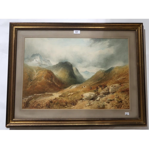 837 - EDWARD MATTHEWS The Three Sisters, Pass of Glencoe, signed, watercolour, dated, 1886, 43 x 63cm... 