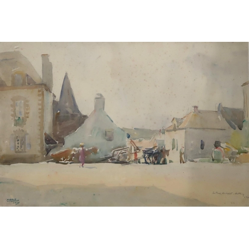 842 - MURRAY URQUHART La Place, Rochefort, Brittany, signed, watercolour, dated,1930, 35 x 51cm... 