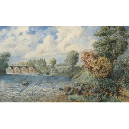 843 - LORD JOHNSTONE SHOLTO DOUGLAS River Tweed, watercolour, a pair, 24 x 40cm ... 