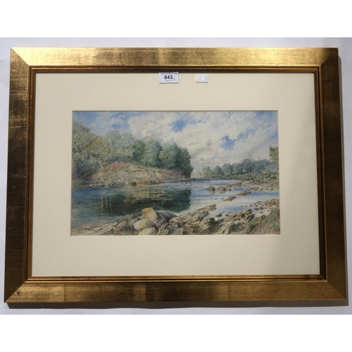 843 - LORD JOHNSTONE SHOLTO DOUGLAS River Tweed, watercolour, a pair, 24 x 40cm ... 