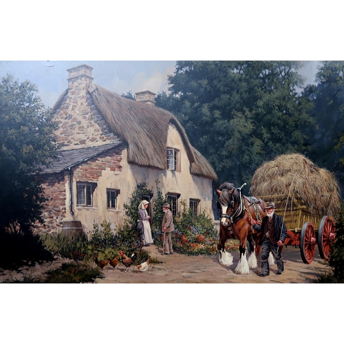 848 - R MOSELEY Bucolic scene, signed, oil on canvas, 50 x 76cm