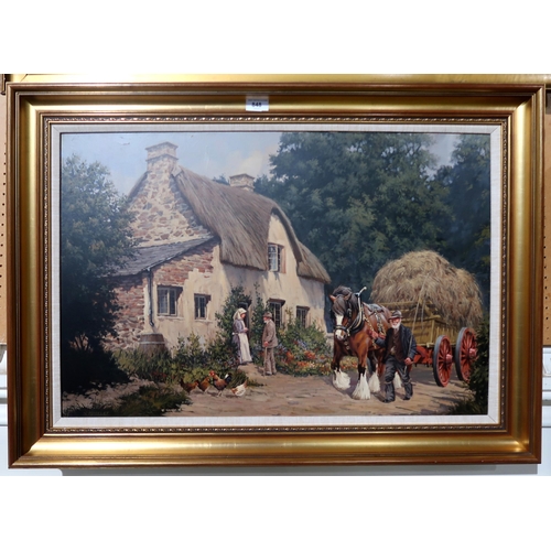 848 - R MOSELEY Bucolic scene, signed, oil on canvas, 50 x 76cm