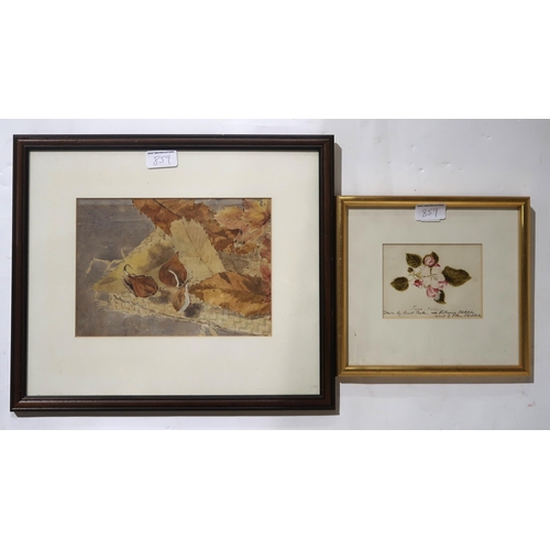 859 - BRITISH SCHOOL Floral studies, six watercolours and GEORGE GILBERT R.S.W St Monans, watercolour... 