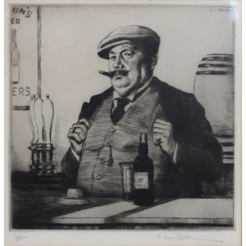 861 - SALOMON VAN ABBE The Fully-Licensed Man, signed, etching, 69/250, 30 x 30cm