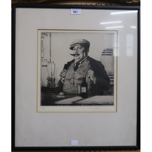 861 - SALOMON VAN ABBE The Fully-Licensed Man, signed, etching, 69/250, 30 x 30cm