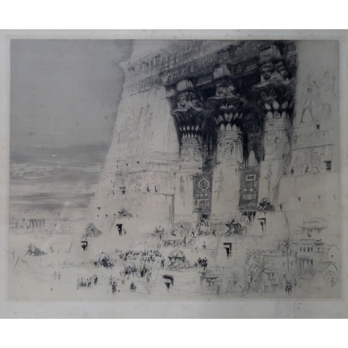 864 - WILLIAM WALCOT An Egyptian Temple, signed, etching, 27 x 32cm