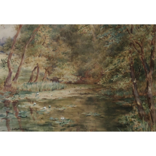 868 - F M MINNS River landscape, signed, watercolour, 20 x 29cm and two others (3)