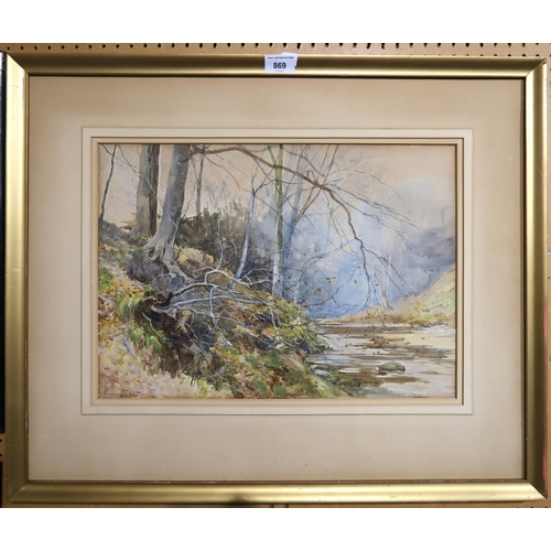 869 - HENDERSON TARBET River landscape, signed, watercolour, 33 x 47cm