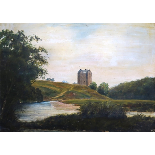 872 - SCOTTISH SCHOOL Borders castle. oil on board, 46 x 61cm and another (2)