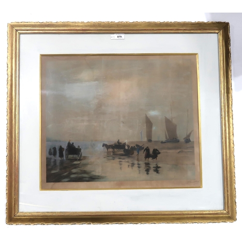 879 - BRITISH SCHOOL Landing the catch, signed, lithograph, 50 x 60cm and A PATERSON River landscape, sign... 