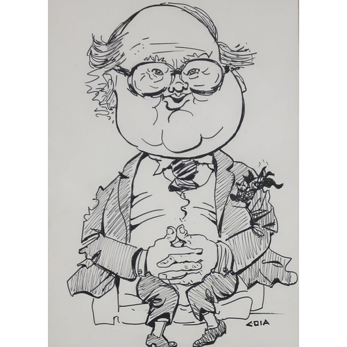 892 - EMILIO COIA John Mortimer, signed, pen and ink, 37 x 27cm